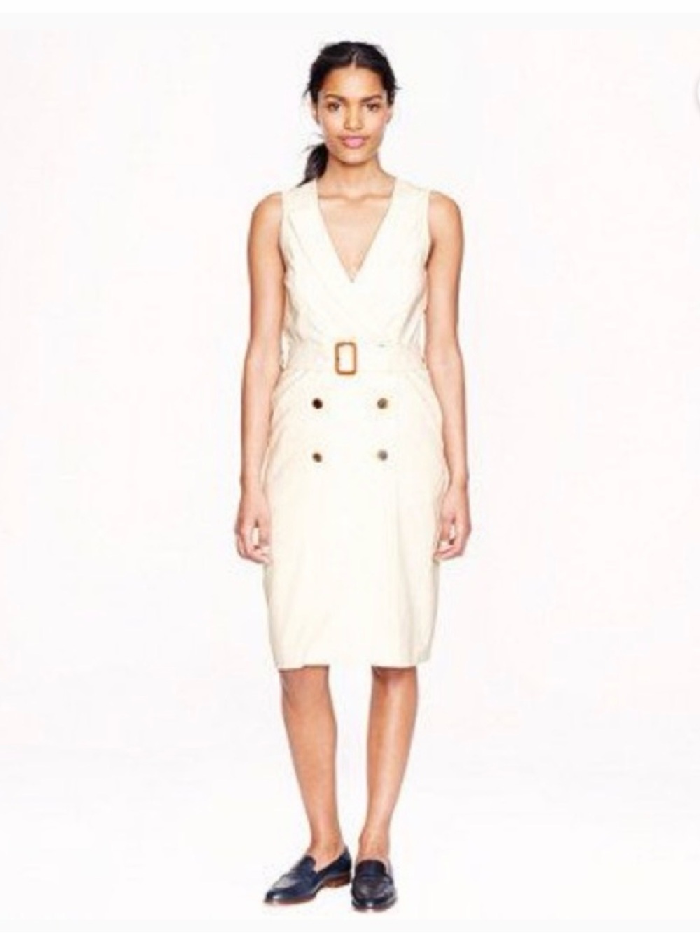J. Crew Ivory Trench Wool Dress in Super 120s
